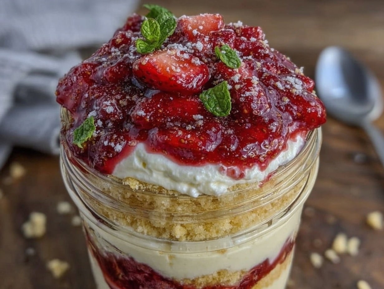 Erdbeer-Mascarpone-Dessert im Weckglas preparation steps