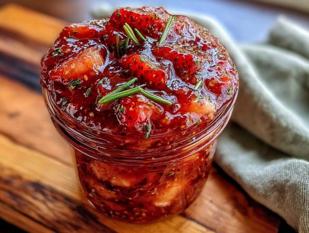 Erdbeer-Rhabarber-Konfitüre mit Rosmarin - featured image