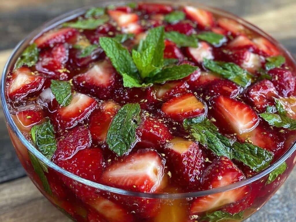 Erdbeerbowle mit Sekt und Minze - featured image