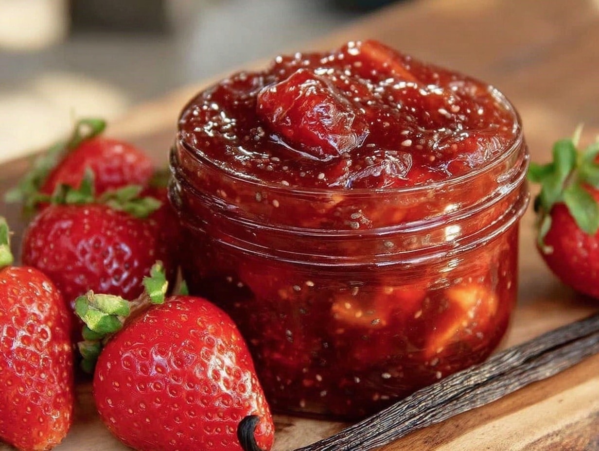 Erdbeermarmelade mit Vanille und Chiasamen preparation steps