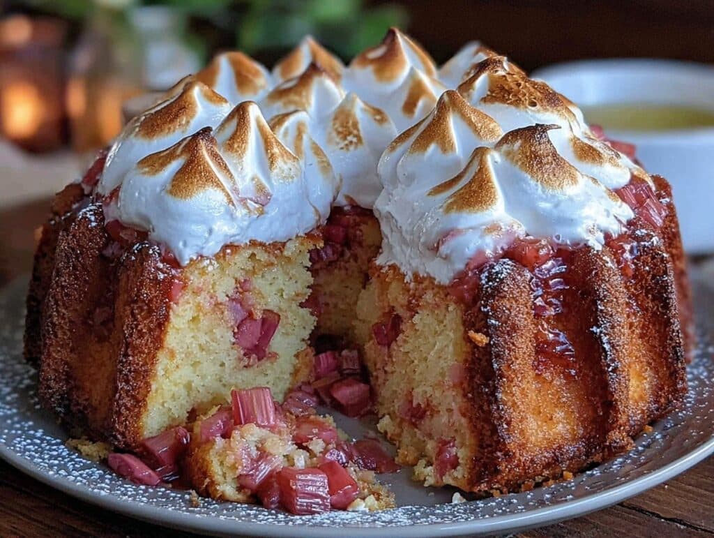 klassischer rhabarberkuchen mit baiserhaube - featured image