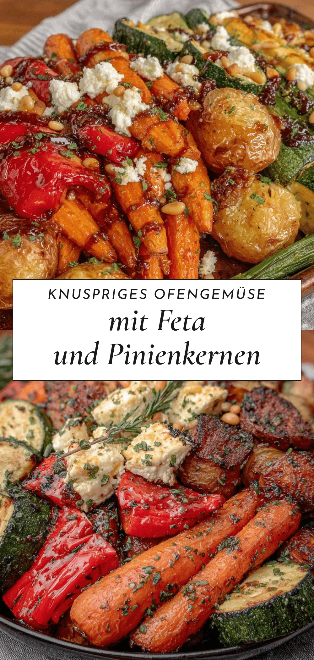 knuspriges Ofengemüse mit Feta und Pinienkernen recipe