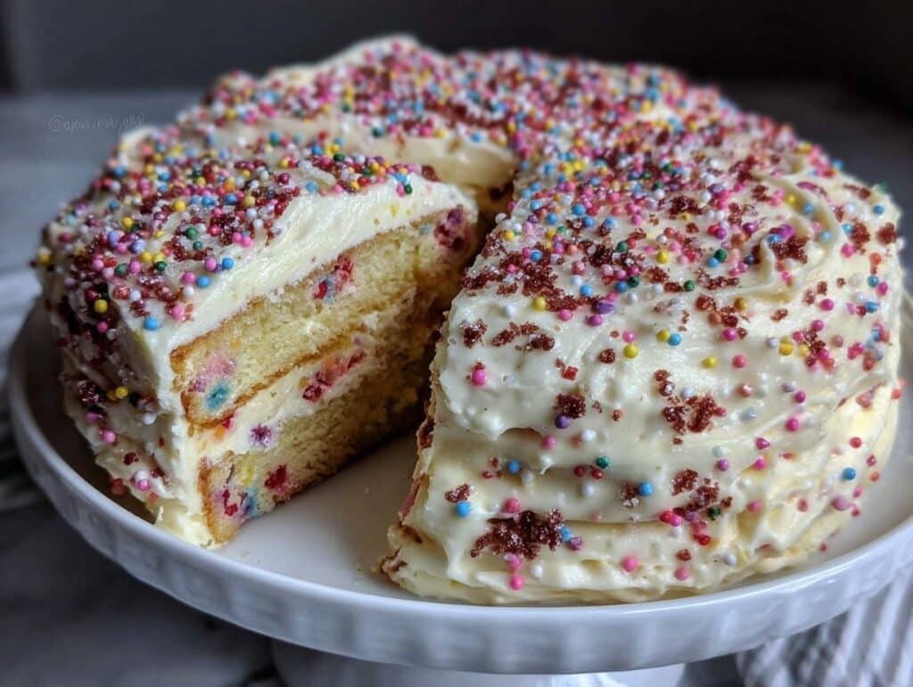 Konfetti-Geburtstagskuchen mit Überraschungsfüllung - featured image
