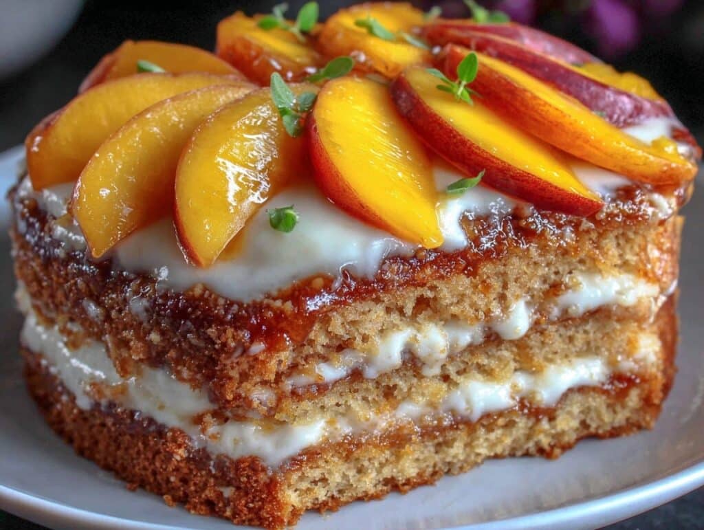 Kühlschranktorte mit Pfirsich und Quark - featured image