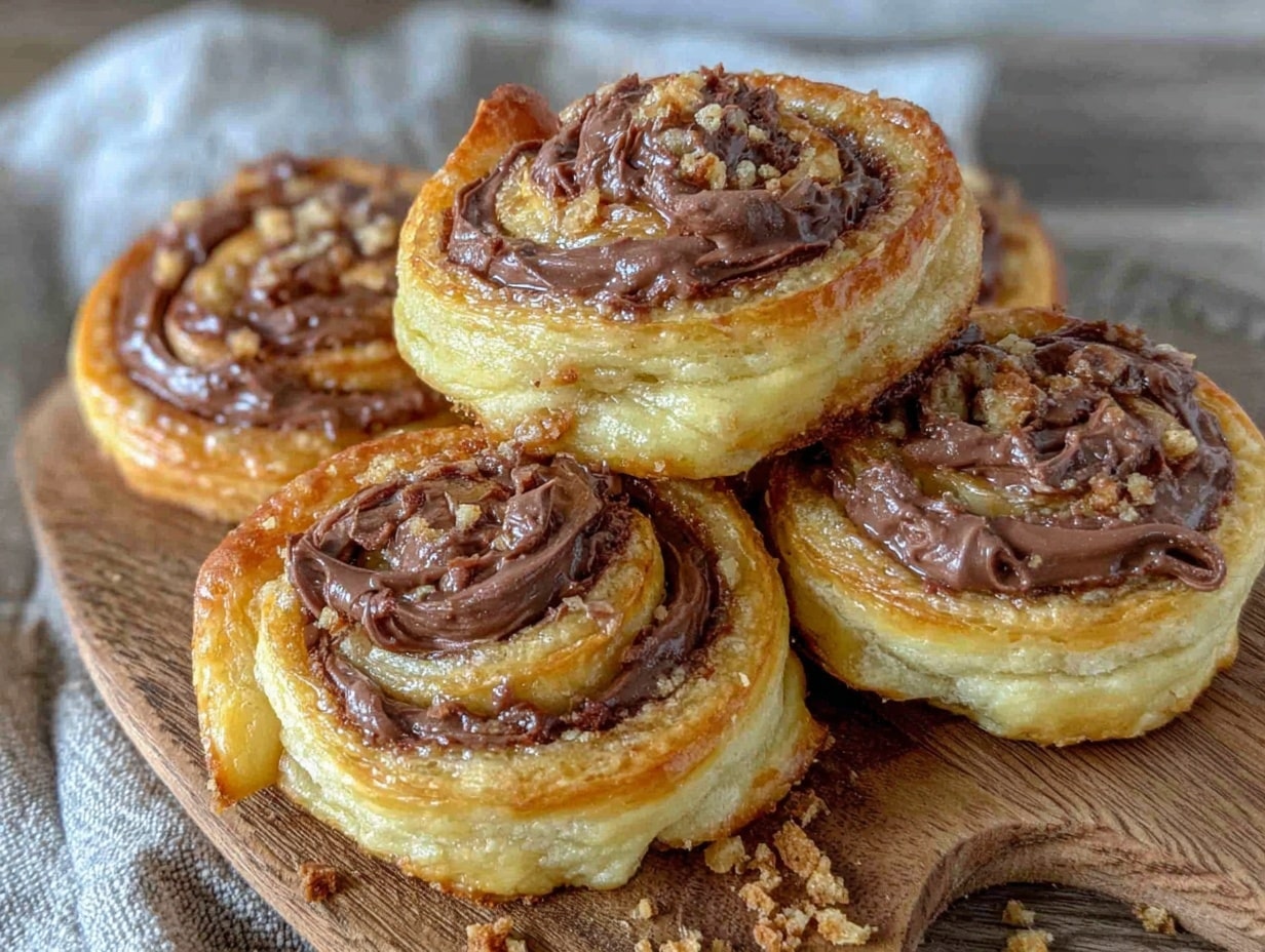Nutella-Schnecken aus Blätterteig preparation steps