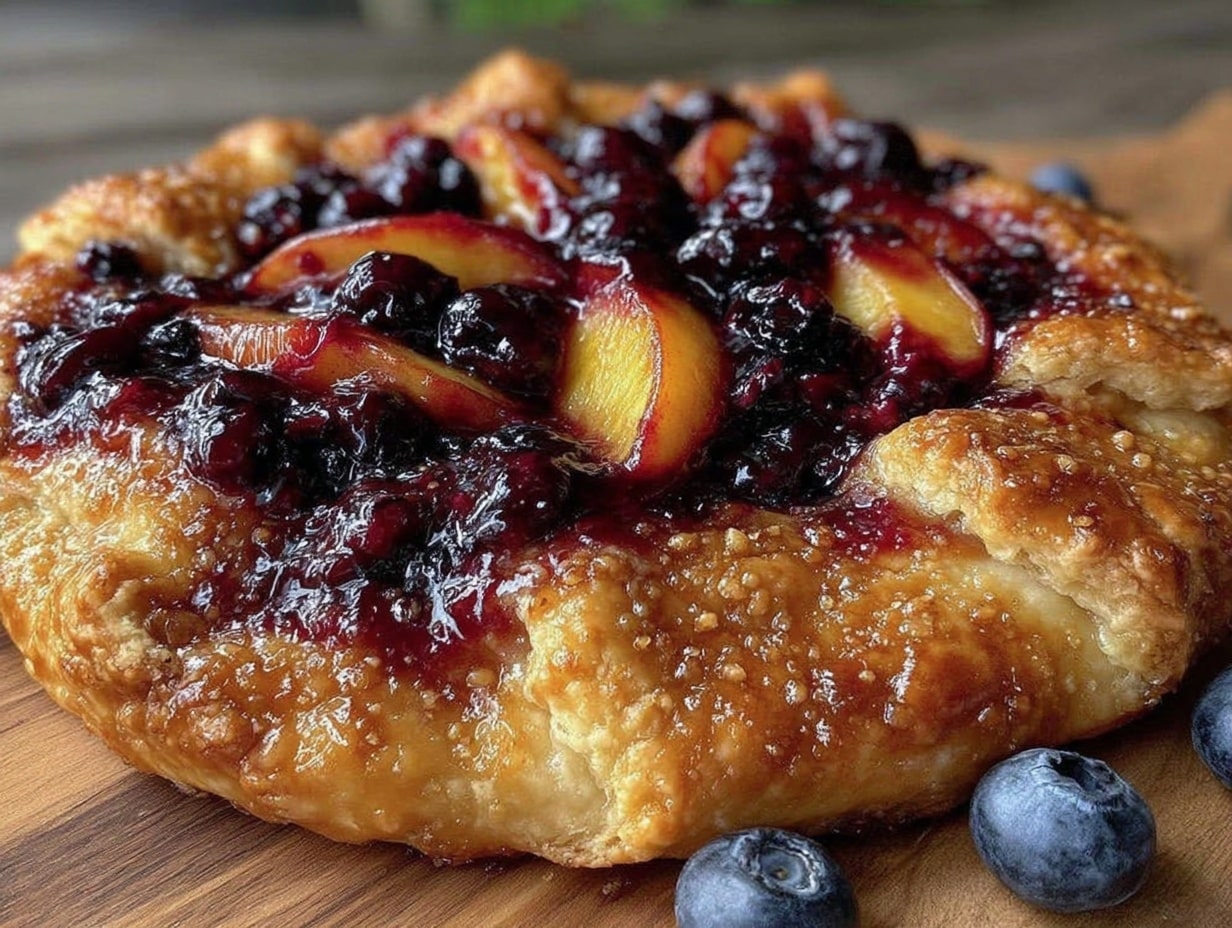 Pfirsich-Blaubeer-Galette preparation steps
