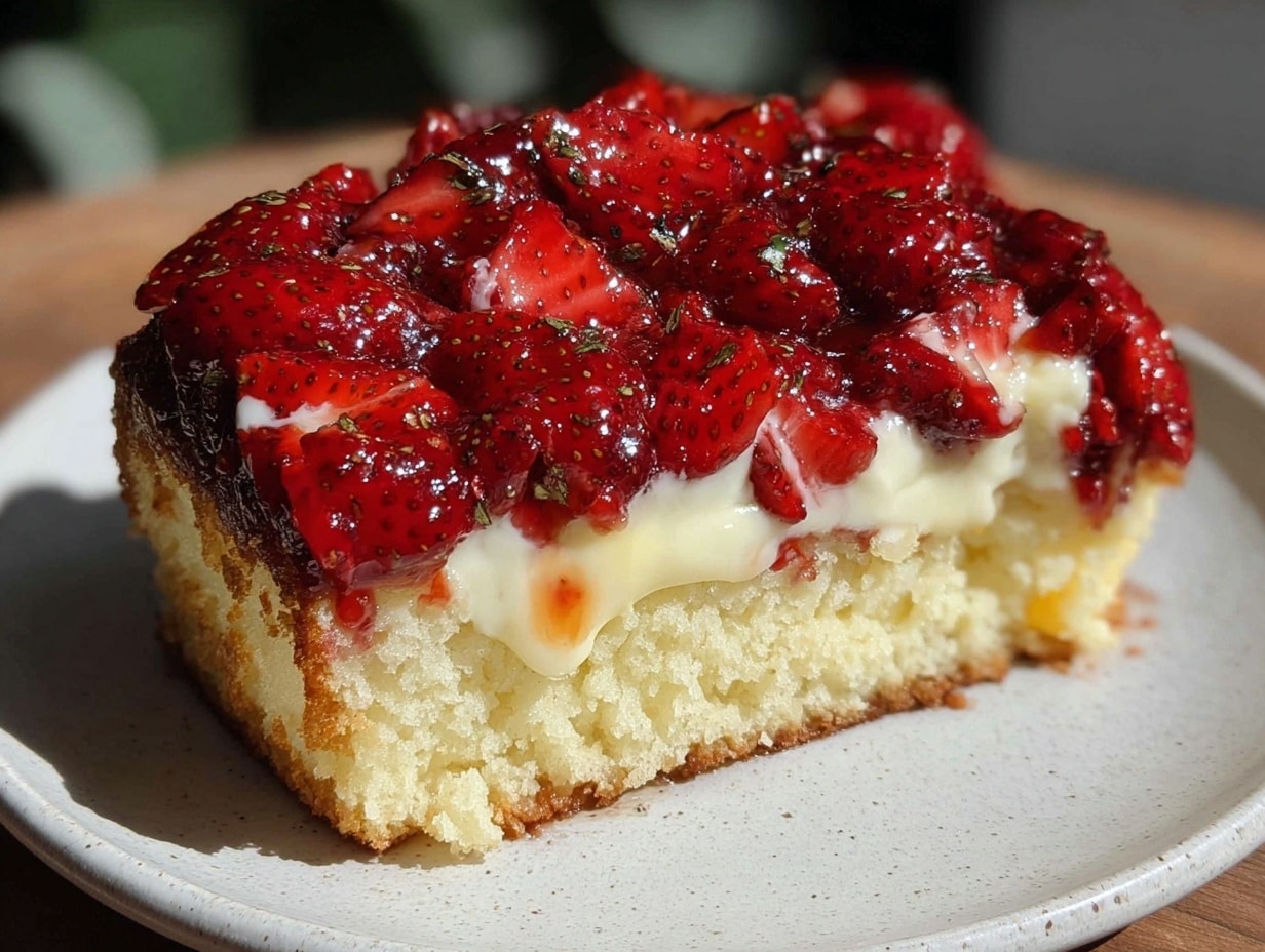 schneller Erdbeerkuchen mit Vanillepudding preparation steps