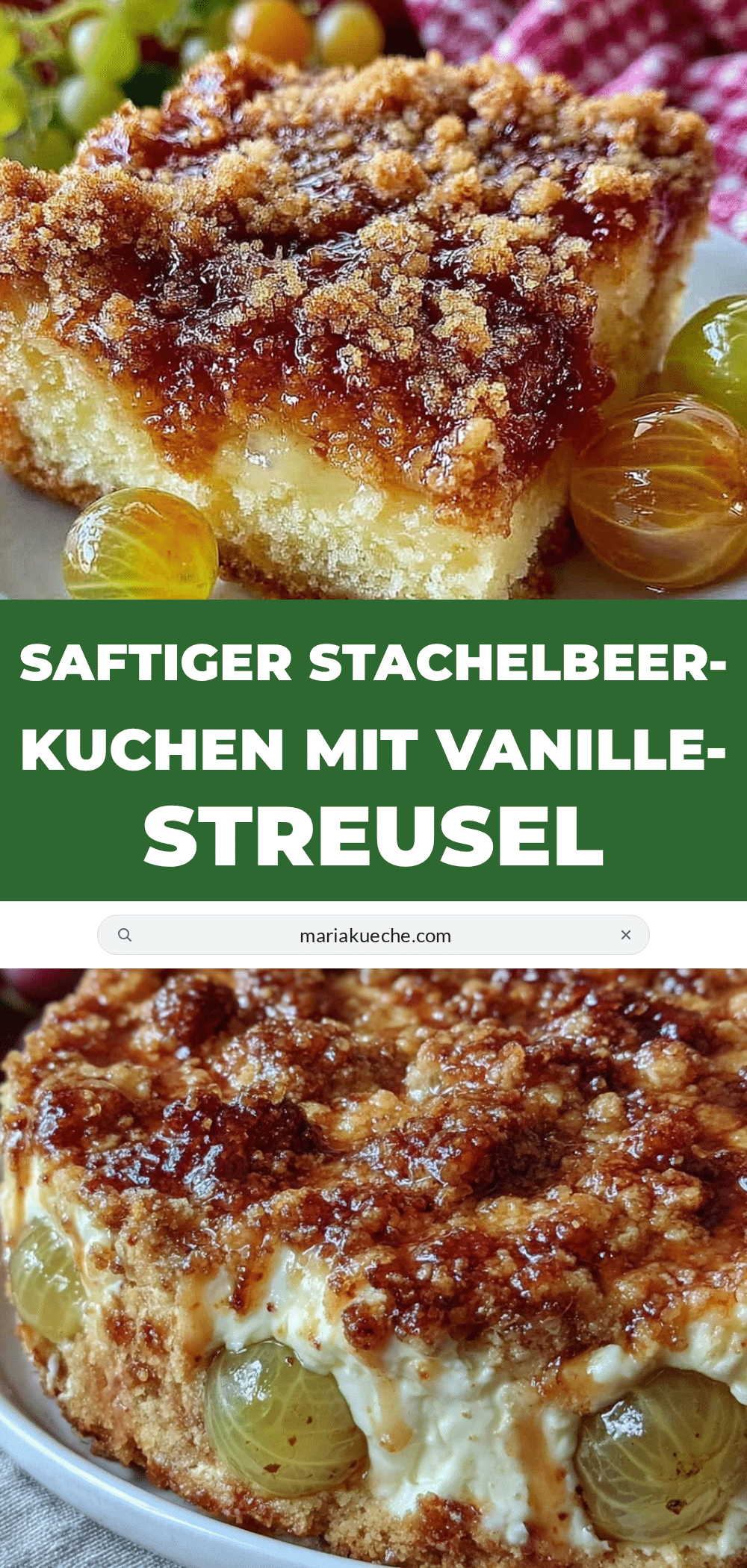 Stachelbeerkuchen mit Vanille-Streusel recipe