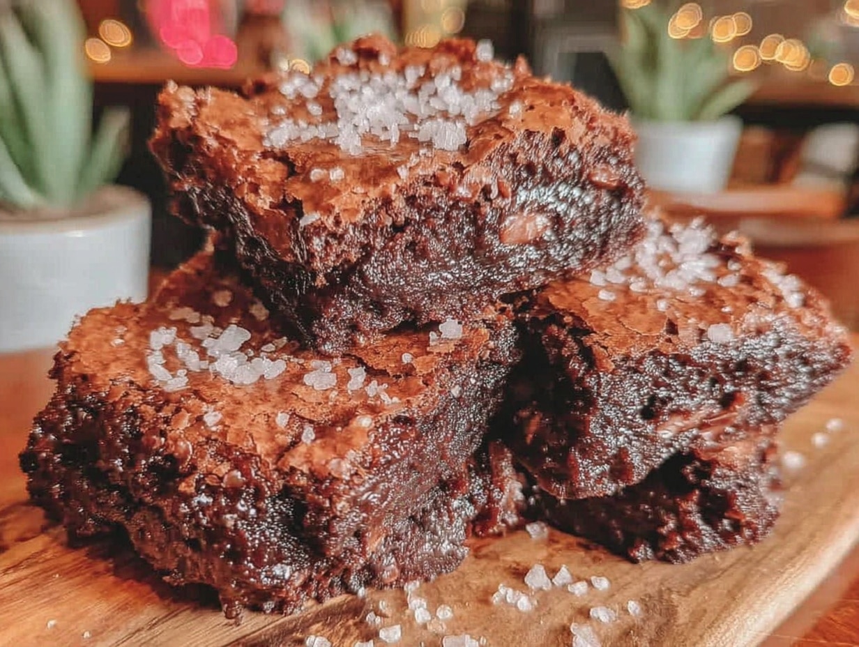 Triple-Chocolate-Brownies mit Meersalz preparation steps