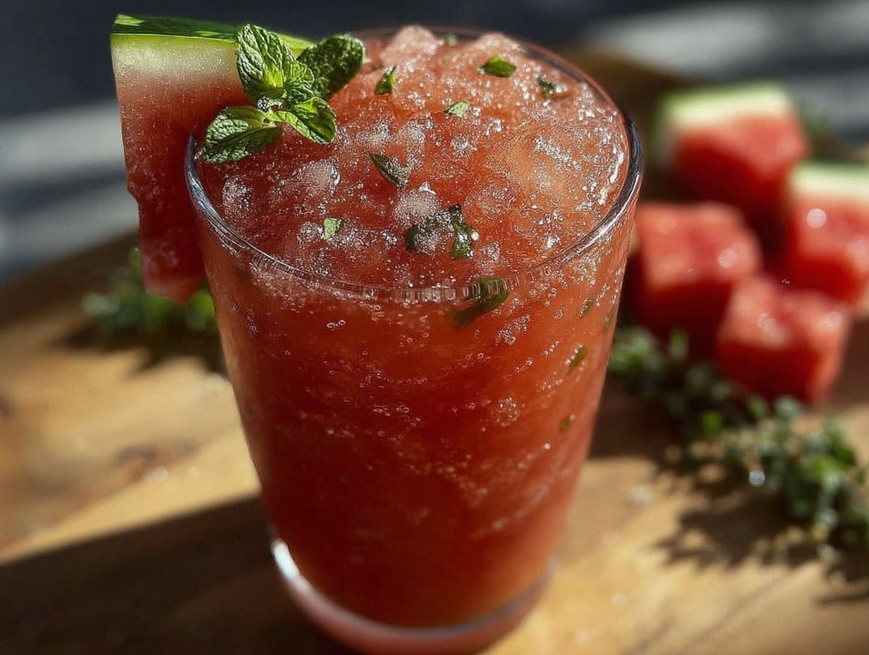 Wassermelonen-Minze-Slush preparation steps