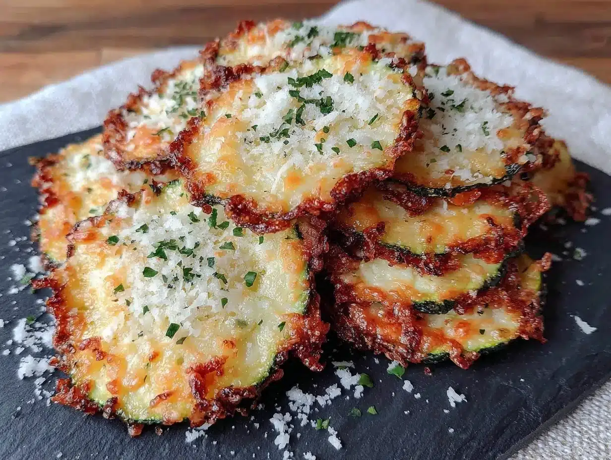 Airfryer Knoblauch-Parmesan Zucchini-Chips preparation steps