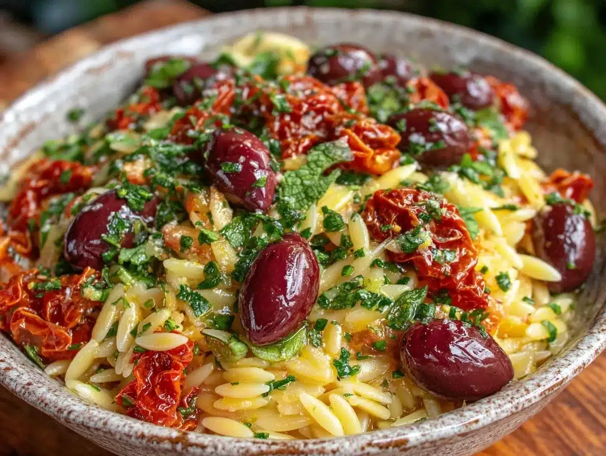 griechischer Orzo-Salat preparation steps