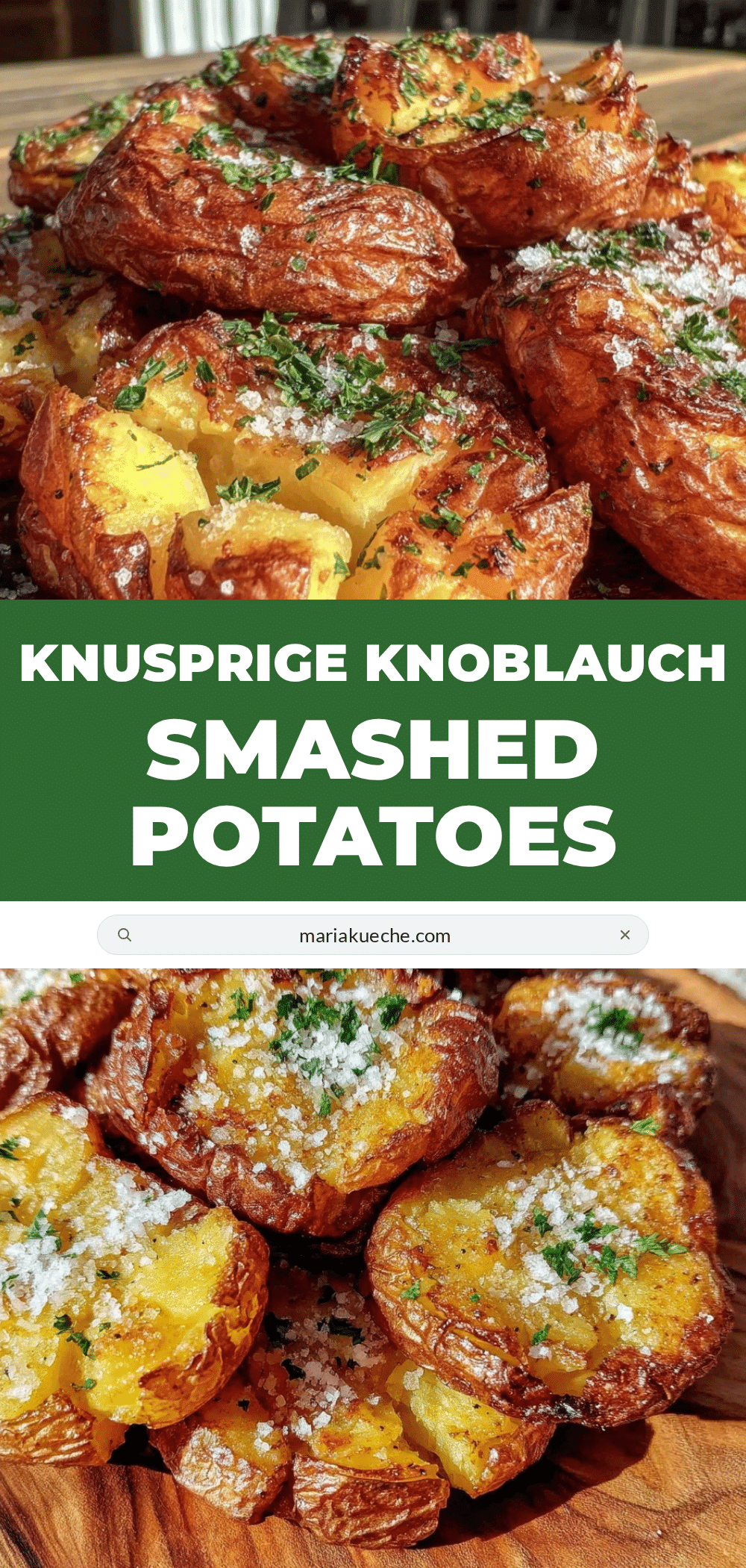 Knusprige Knoblauch Smashed Potatoes recipe