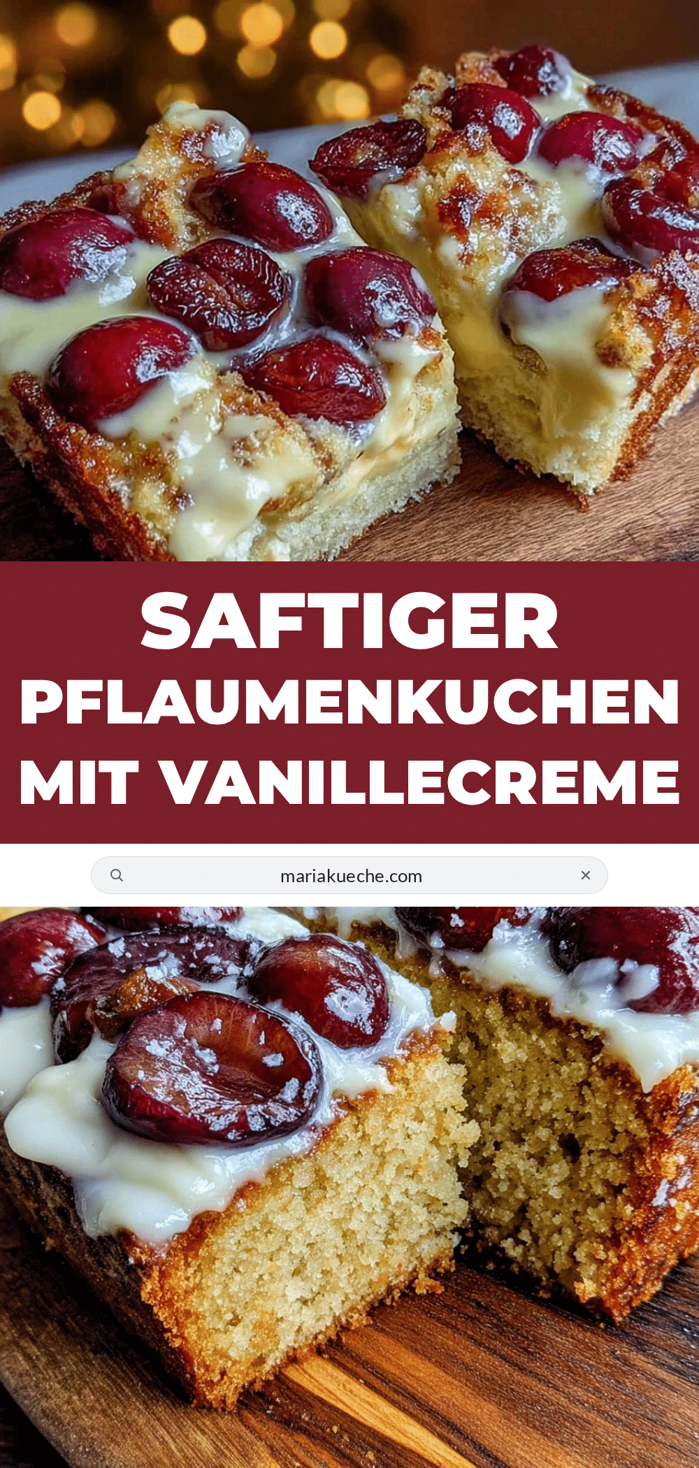 Pflaumenkuchen mit Vanillepudding-Creme recipe