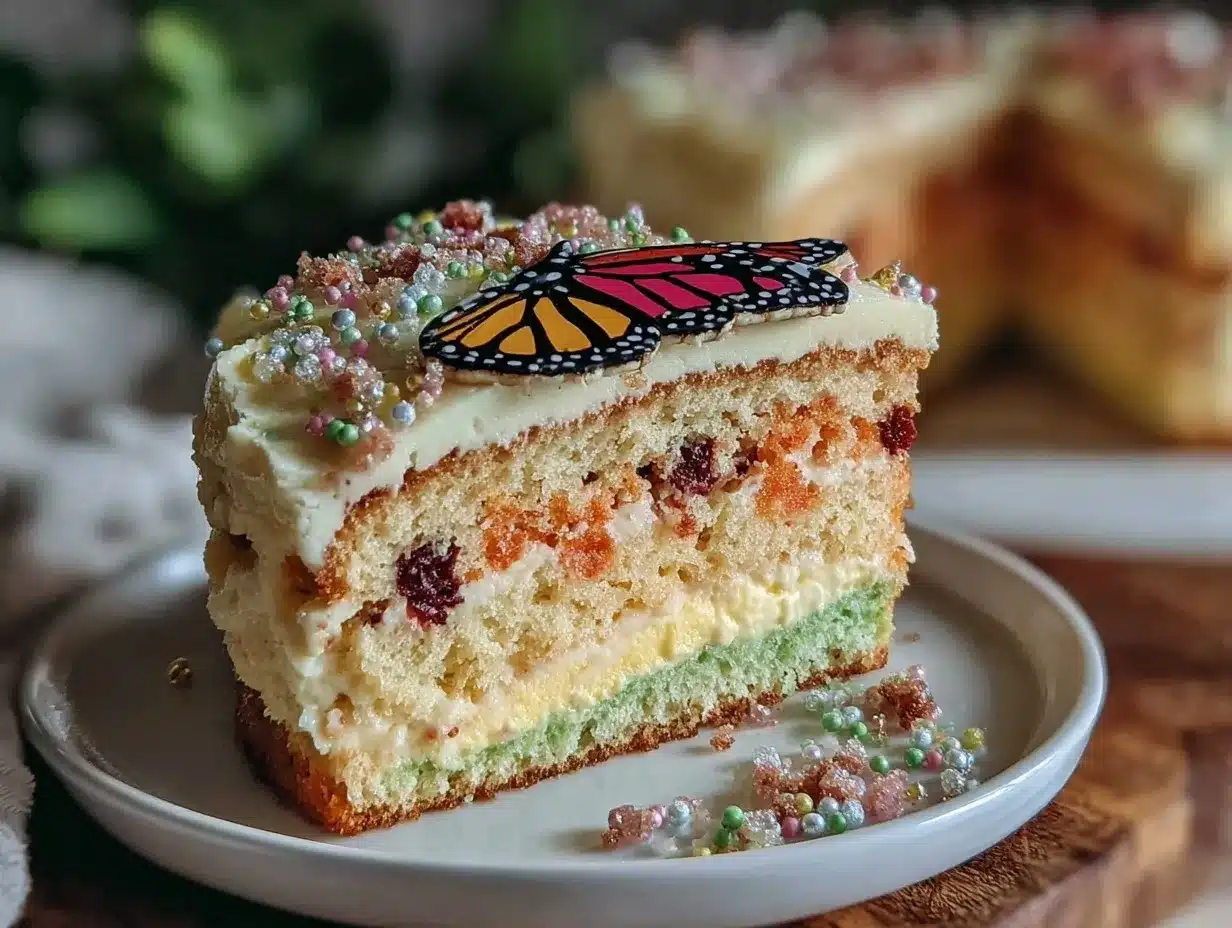 Regenbogen-Schmetterling Einschulungstorte preparation steps