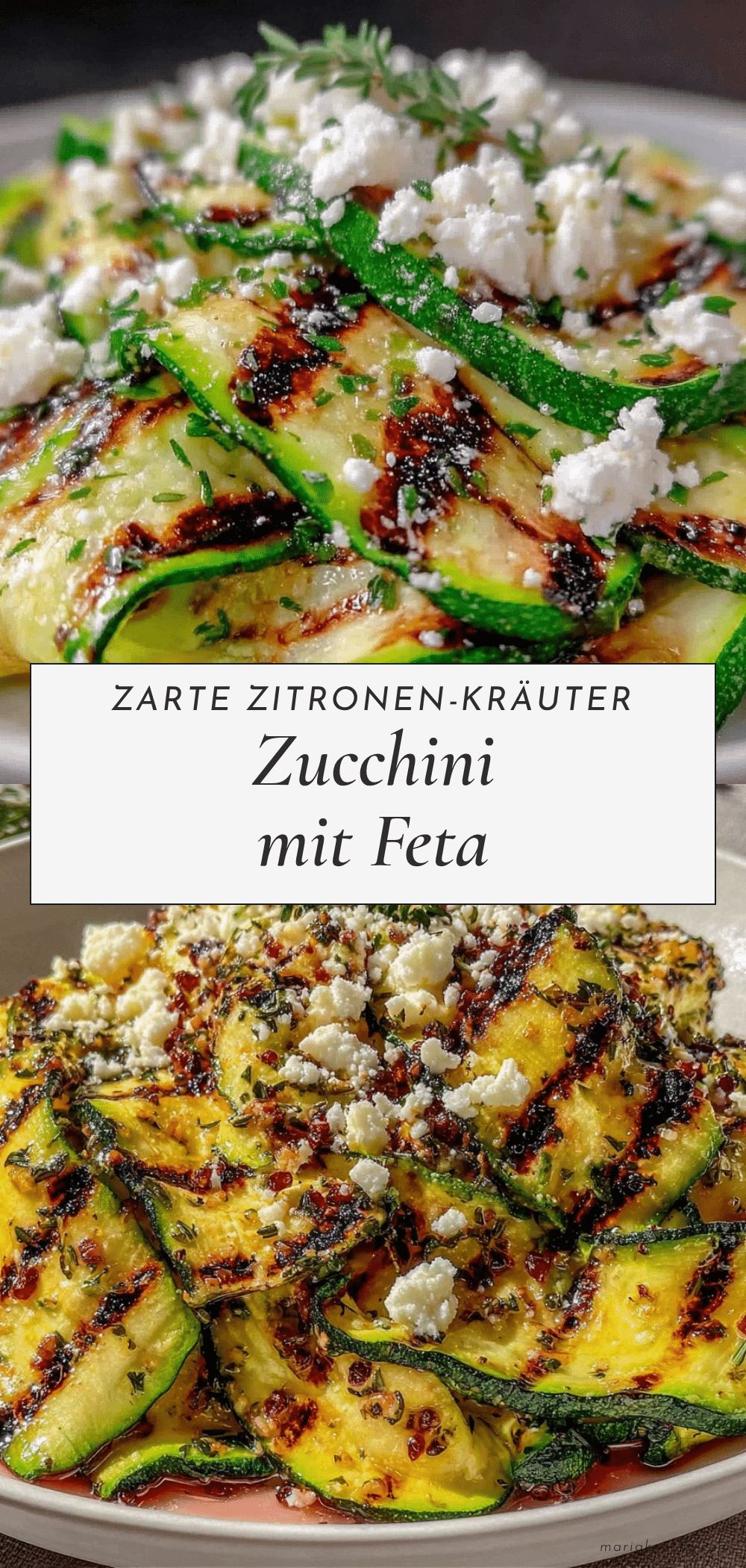 Zitronen-Kräuter Zucchini mit Feta recipe