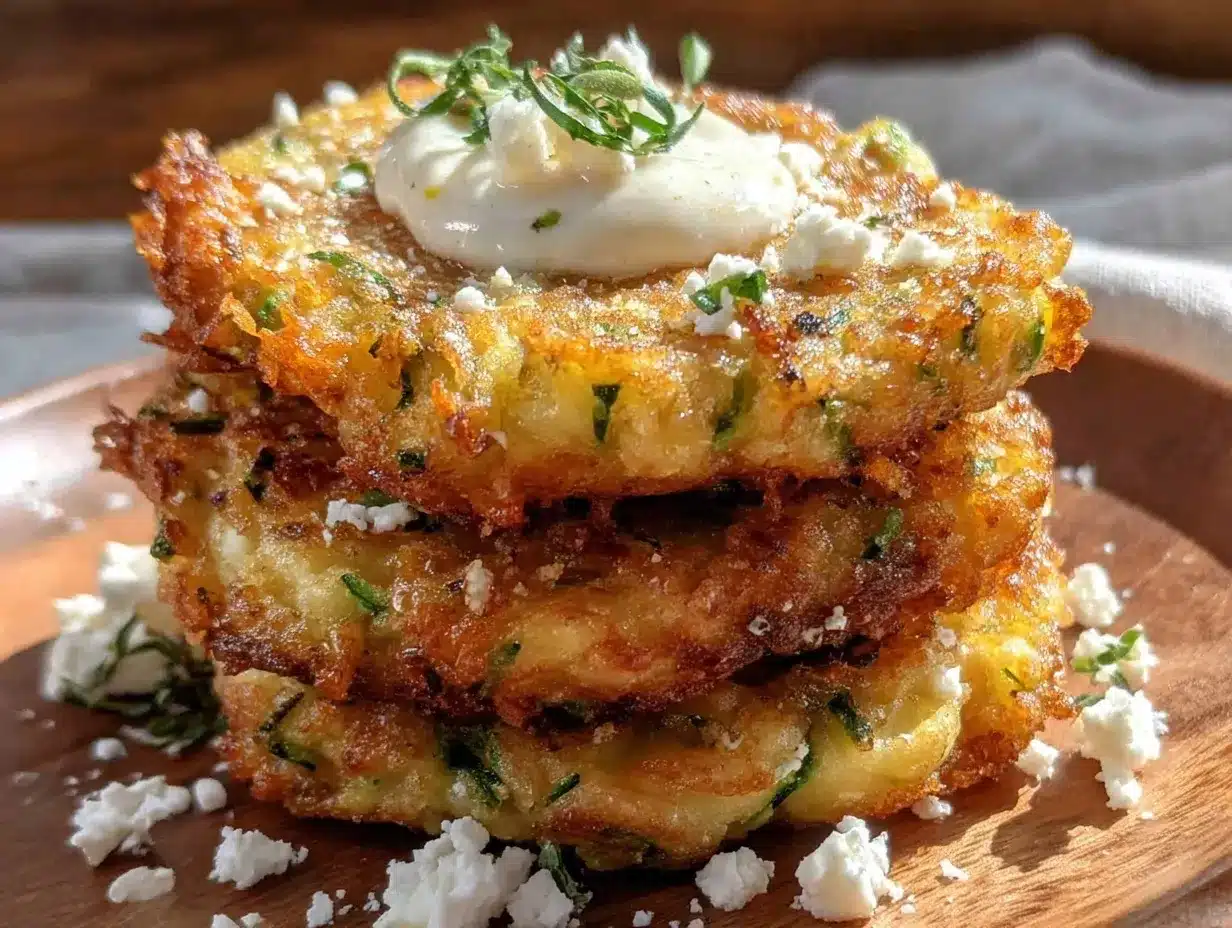 Zucchini-Fritter mit Feta preparation steps