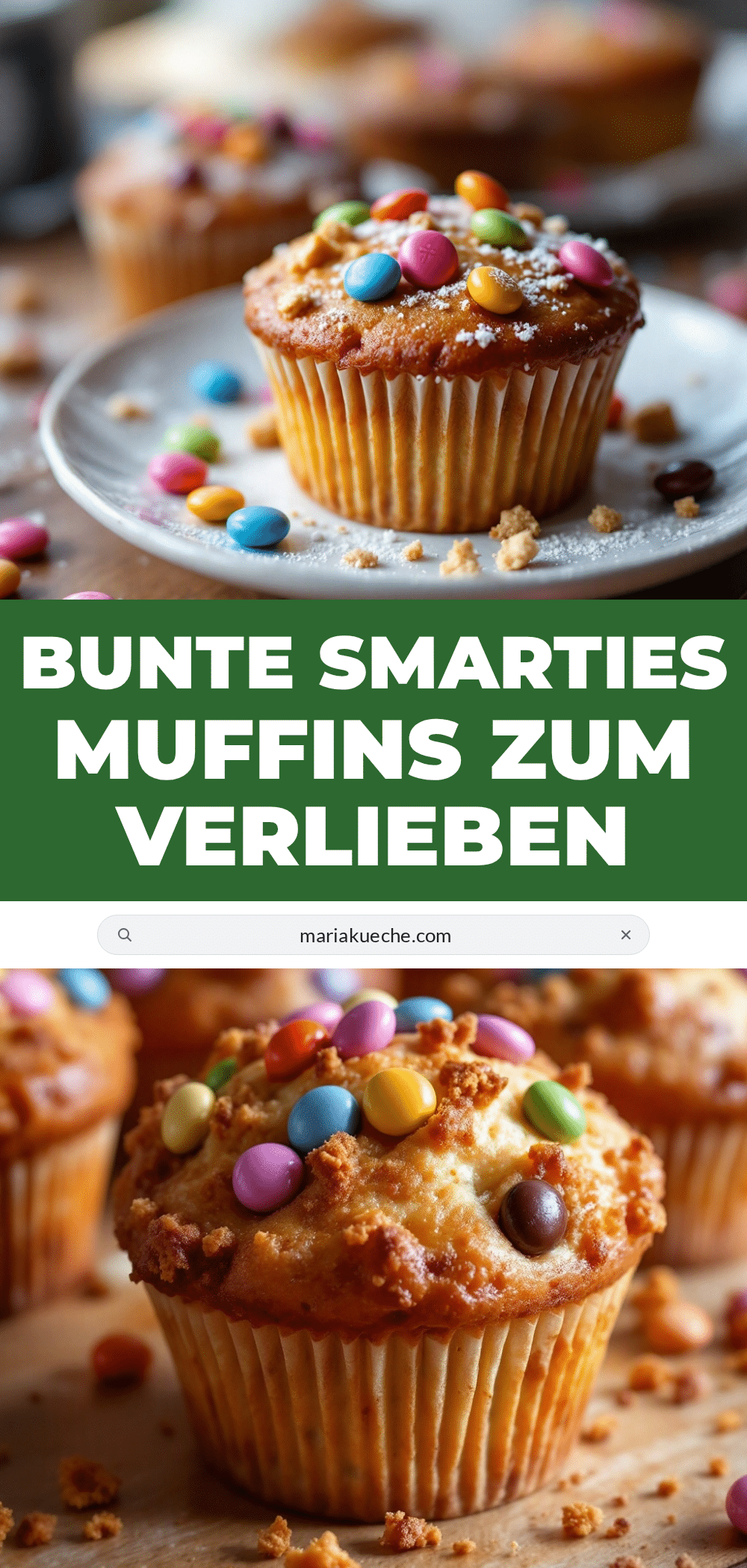 Bunte Zuckertüten-Muffins mit Smarties recipe
