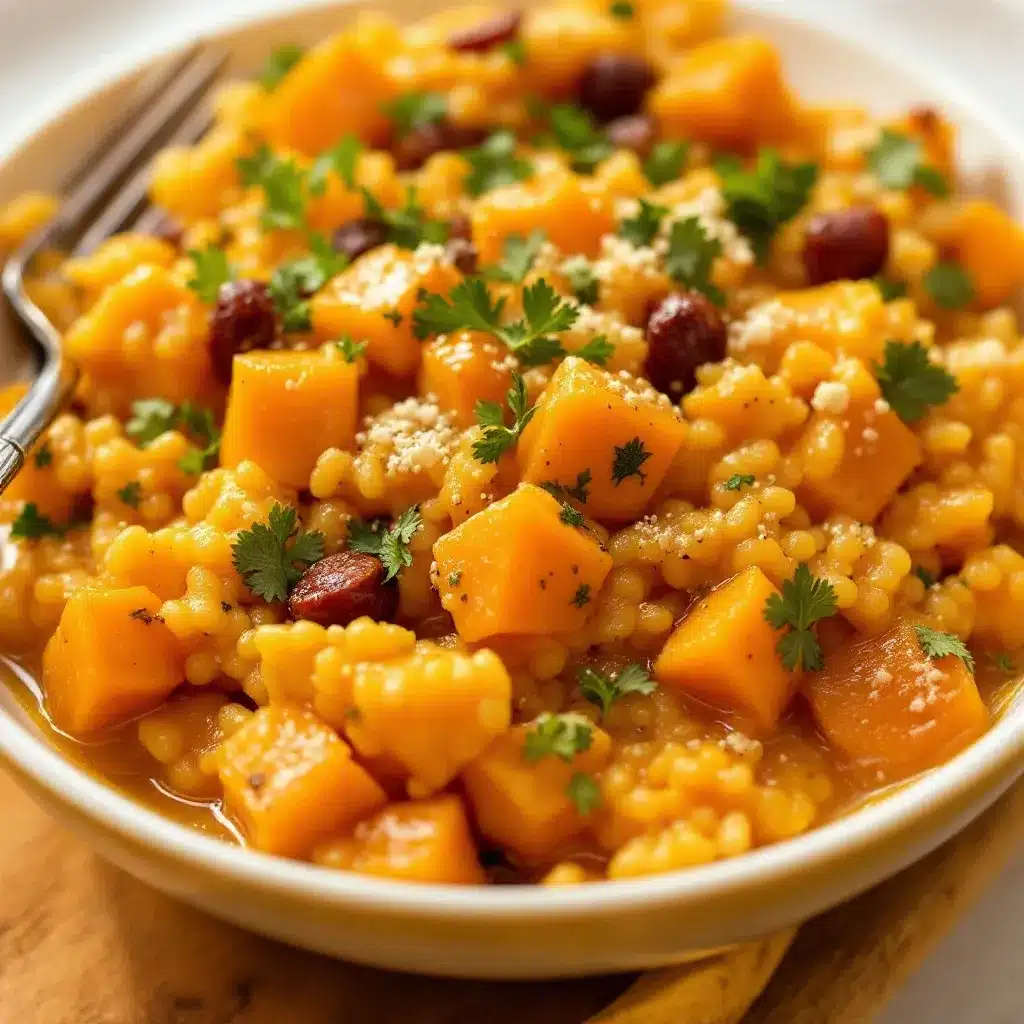 Butternut-Kürbis-Risotto preparation steps