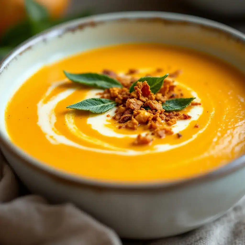cremig-würzige Kürbissuppe mit Salbei - featured image