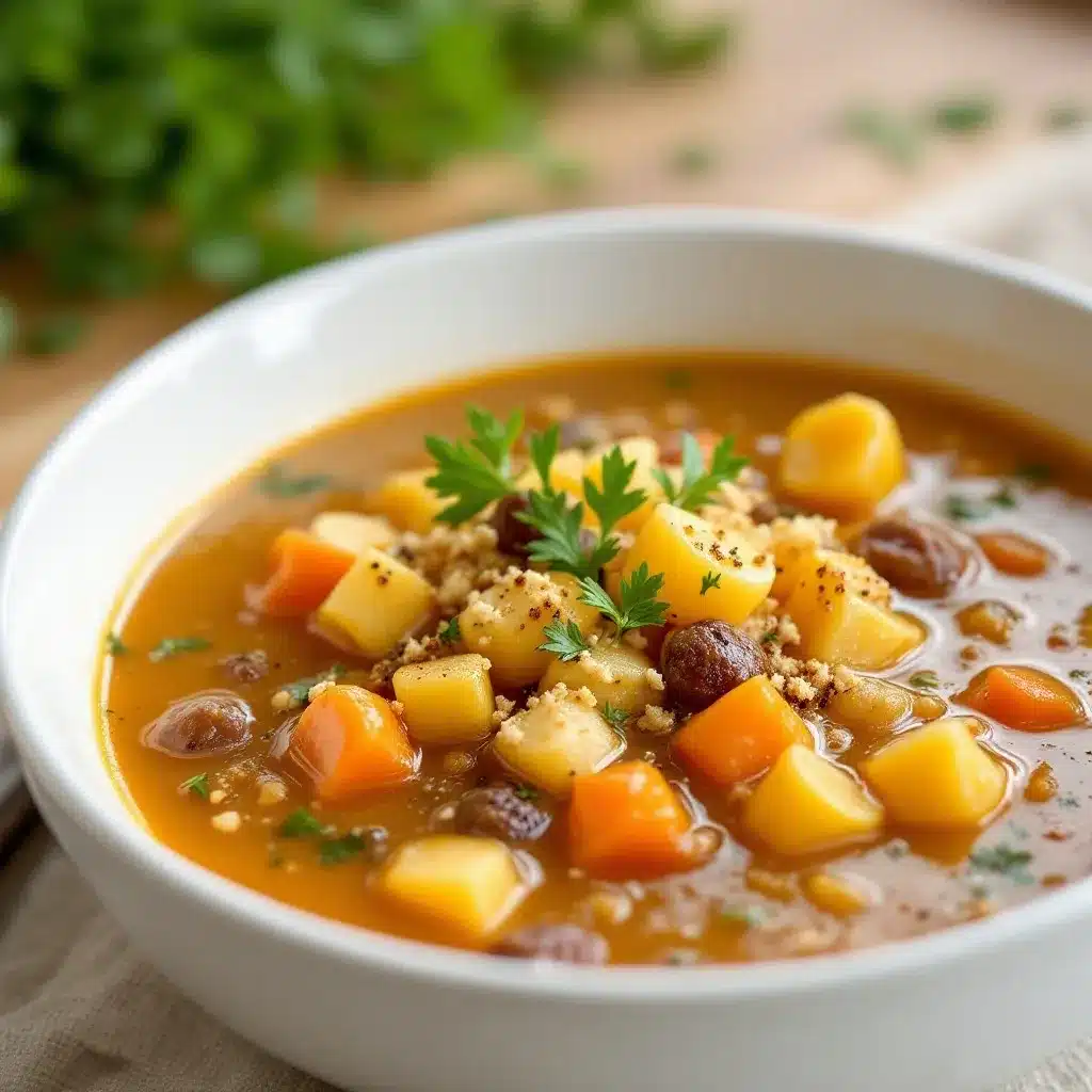 Cremige One-Pot-Herbstsuppe mit Kastanien und Pilzen preparation steps