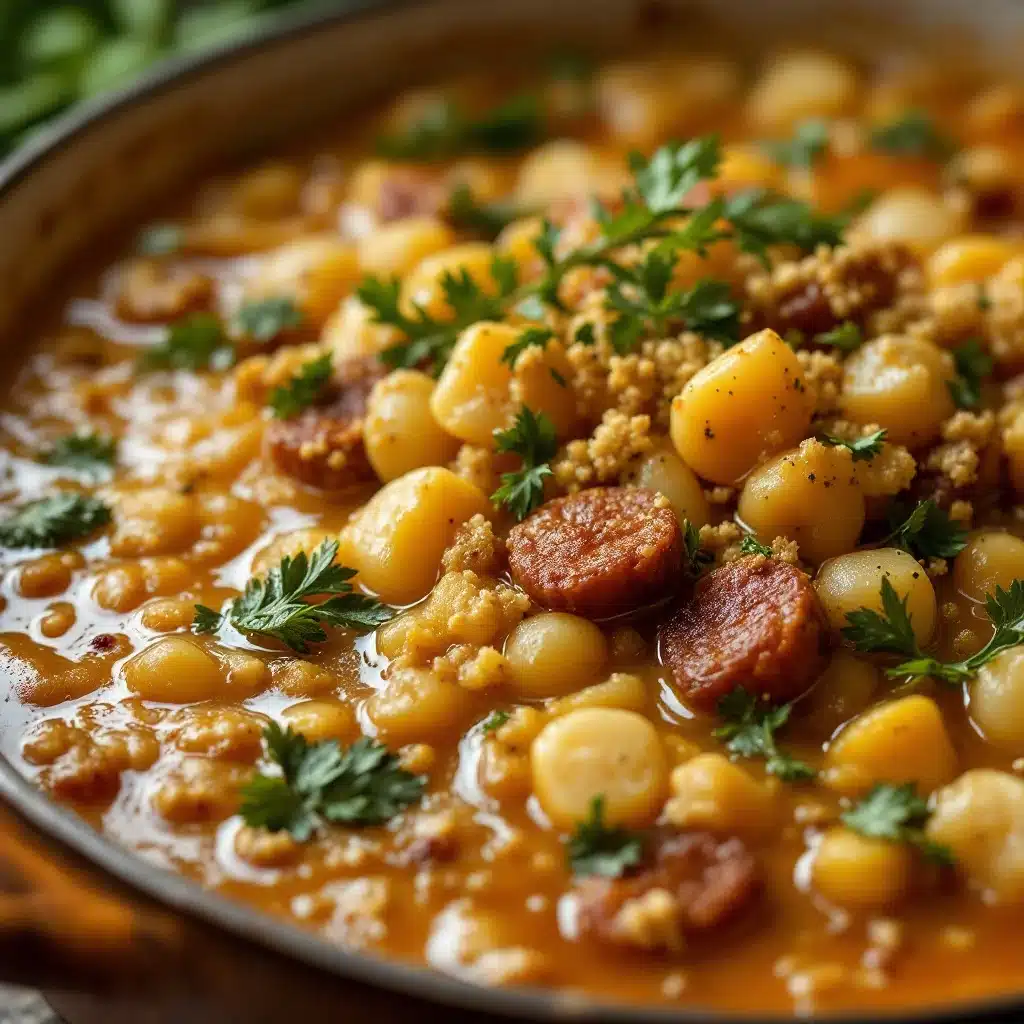 Cremige One-Pot-Herbstsuppe mit Kastanien und Pilzen - featured image