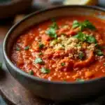 cremige Tomatensuppe mit Basilikum - featured image