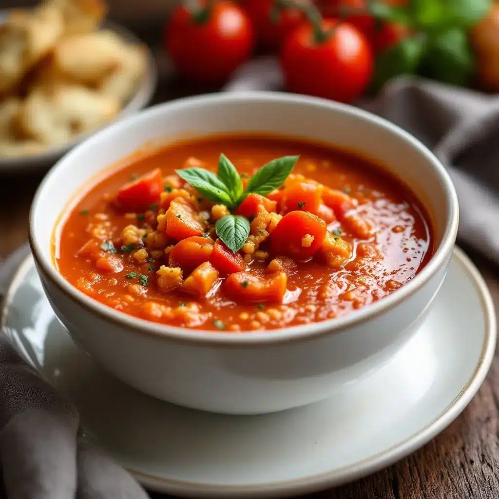 cremige Tomatensuppe mit Basilikum preparation steps