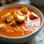 Cremige Tomatensuppe mit Käse-Croutons - featured image