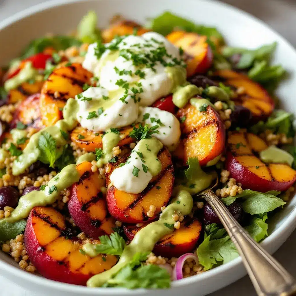 cremiger Burrata-Salat mit gegrillten Pfirsichen preparation steps