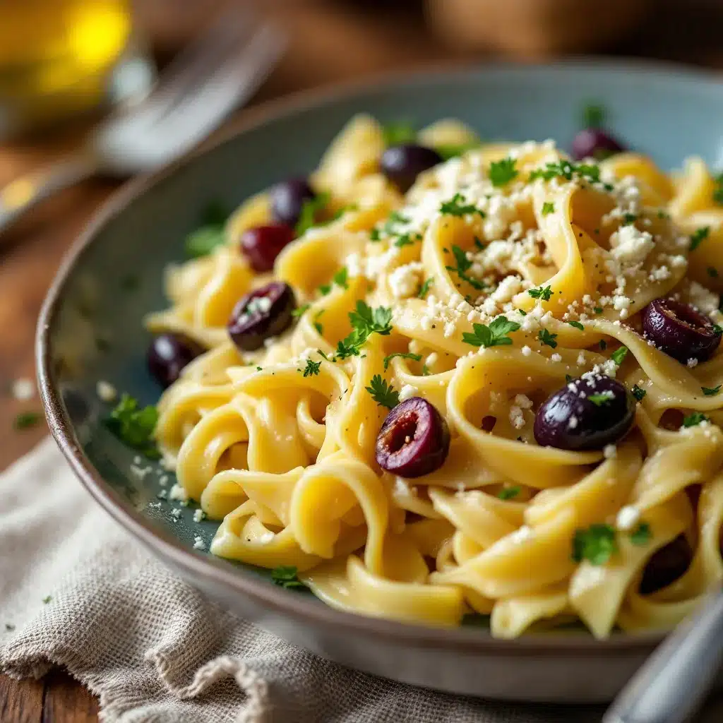 Cremiger Griechischer Nudelsalat mit Feta - featured image