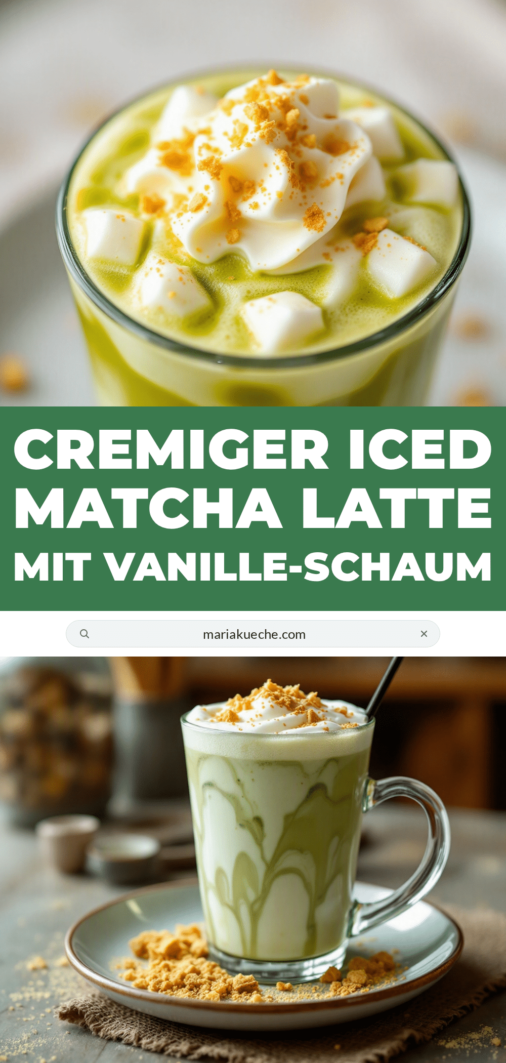 cremiger Iced Matcha Latte mit Vanille-Schaum recipe