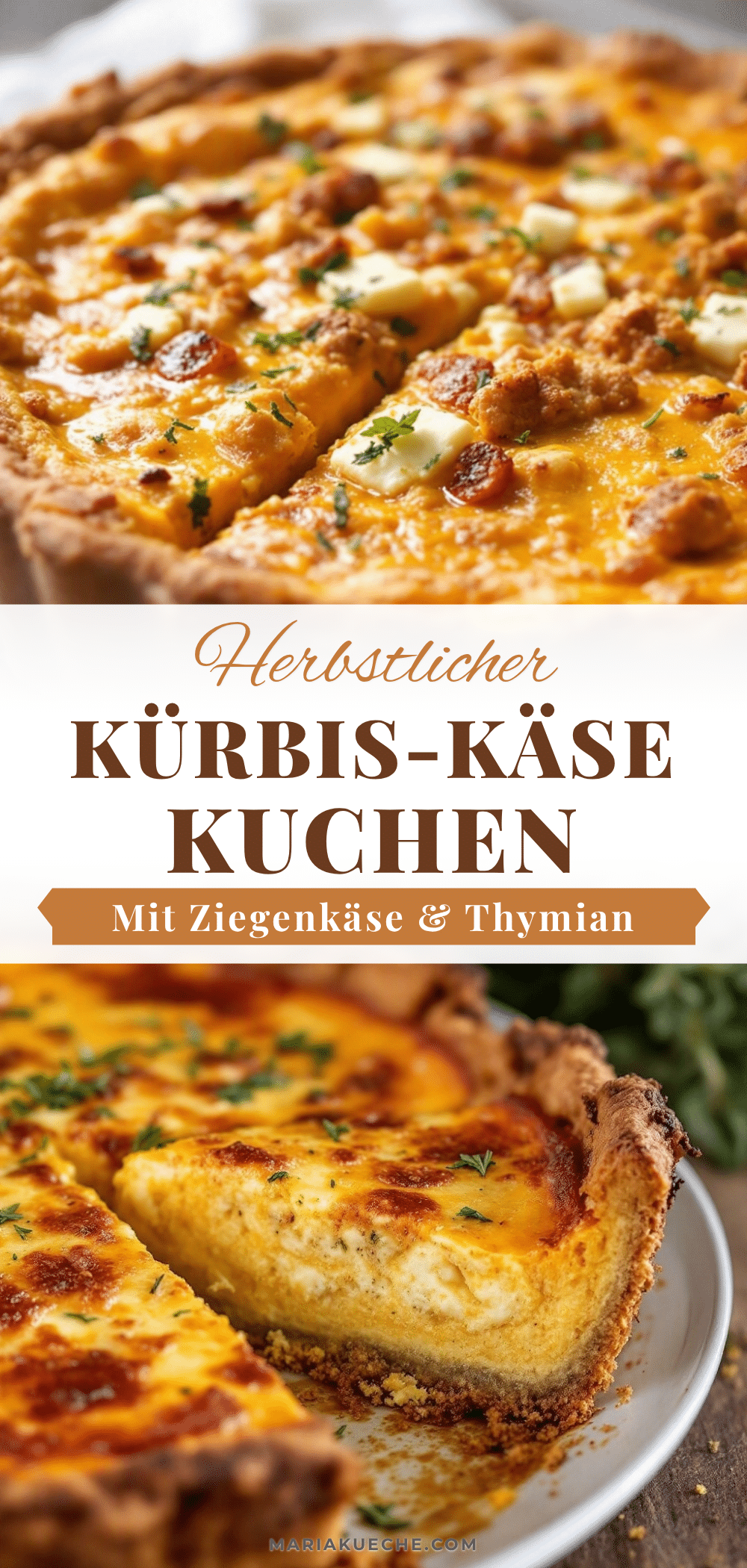Cremiger Kürbis-Quiche mit Ziegenkäse und Thymian recipe