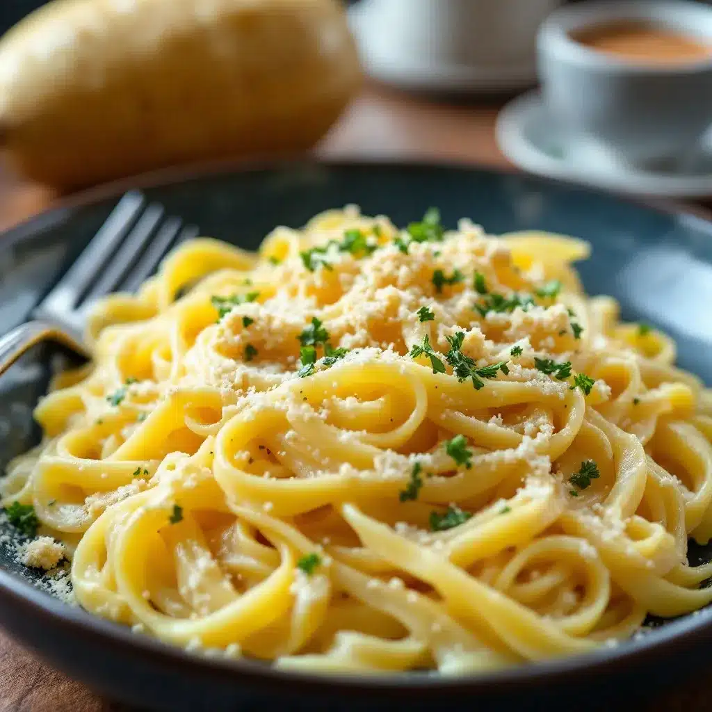 Cremiges Low-Carb Spaghetti-Kürbis Alfredo preparation steps