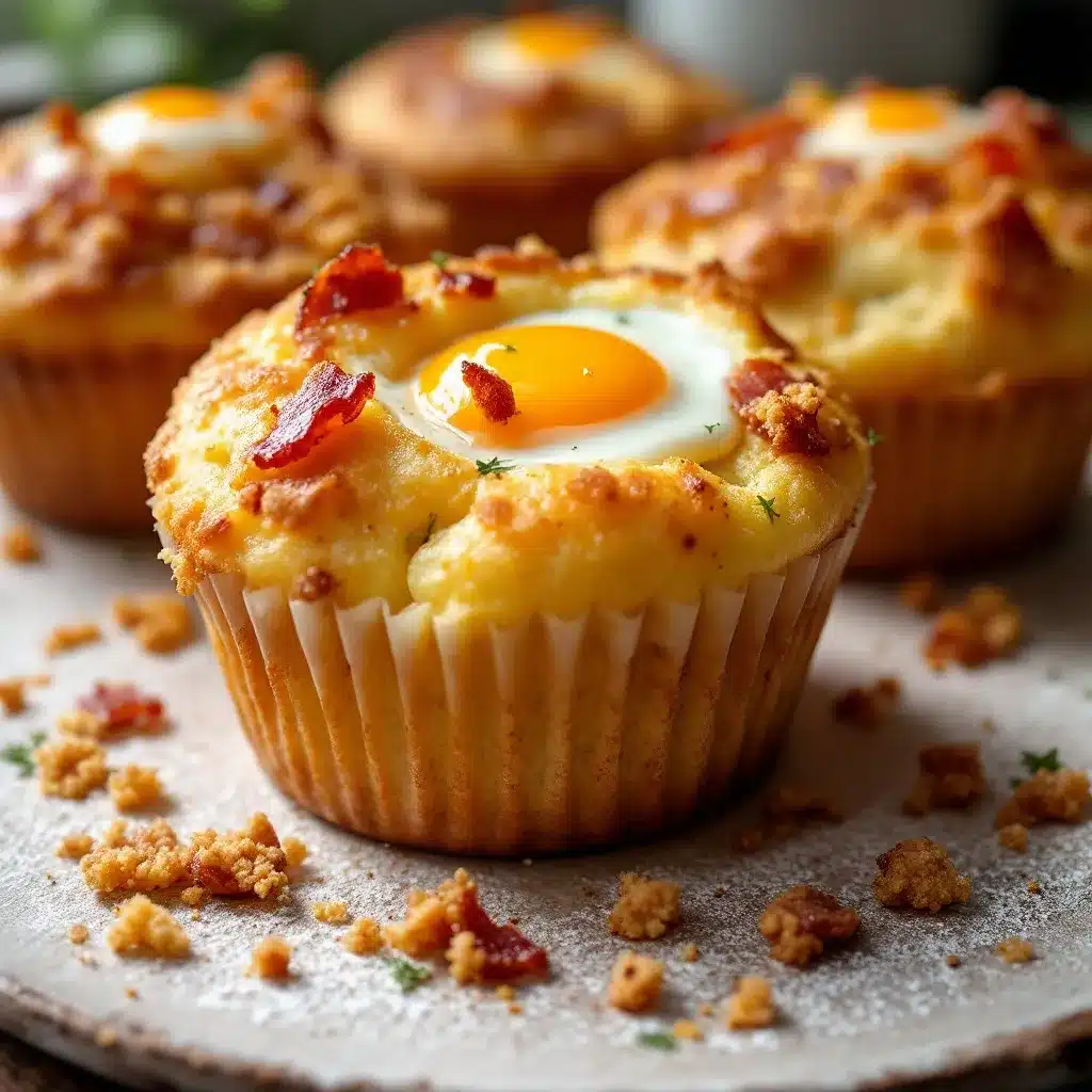 Einfache Frühstücks-Muffins mit Speck und Ei preparation steps