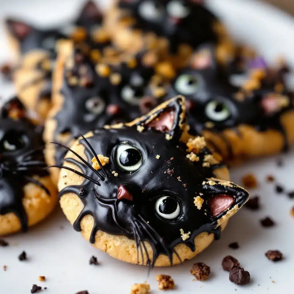 Einfache Halloween Black Cat Sugar Cookies preparation steps