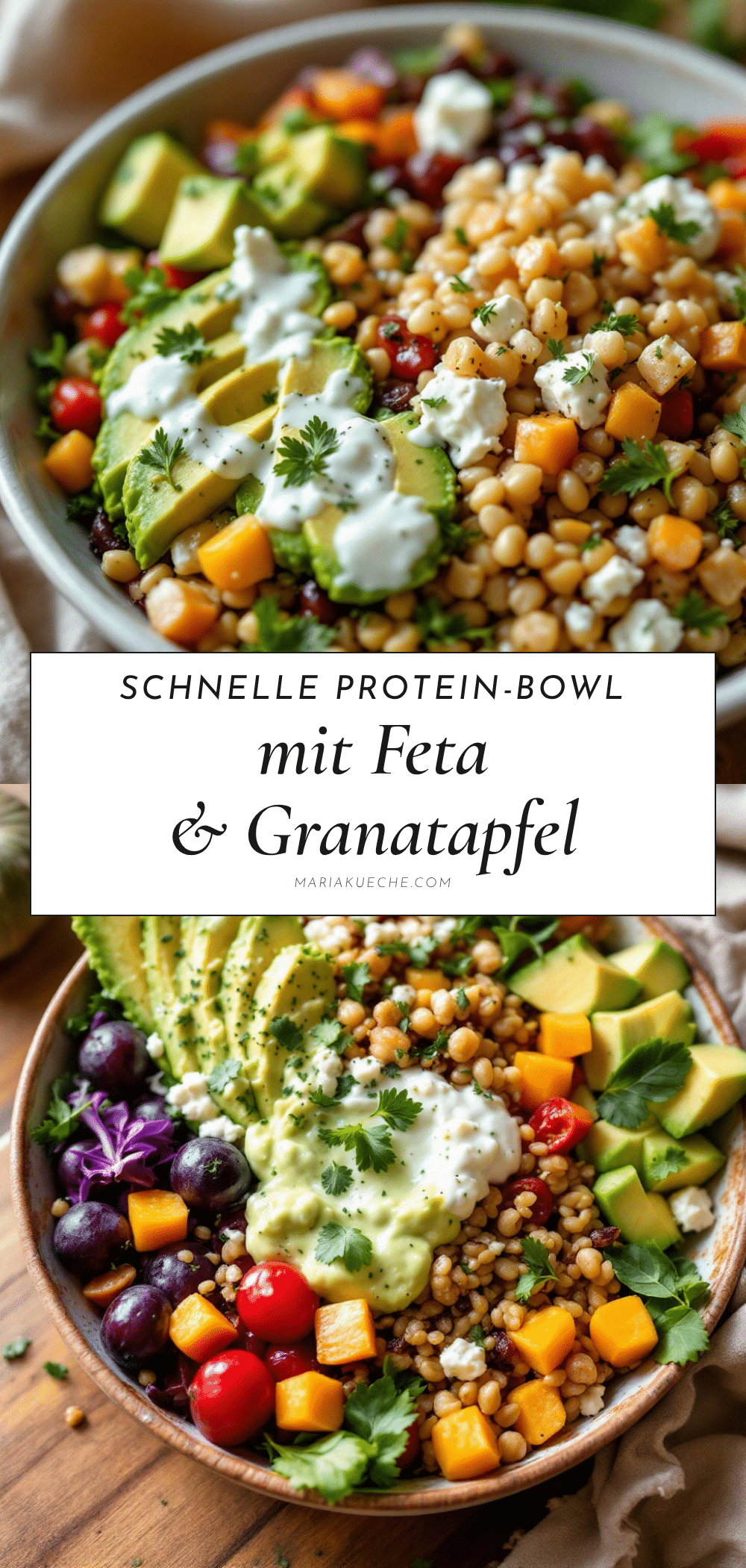 Einfache High-Protein-Linsen-Bowl mit Feta und Granatapfel recipe