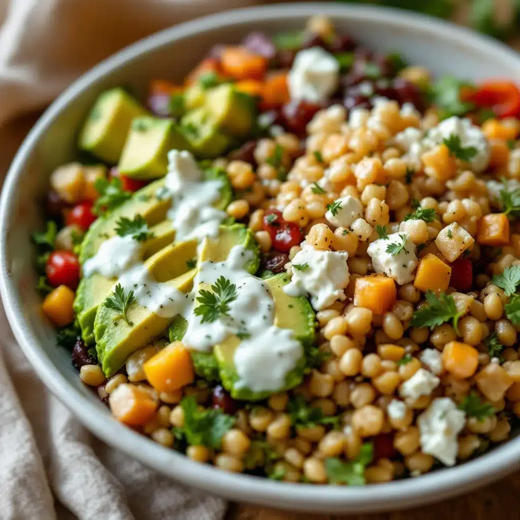 Einfache High-Protein-Linsen-Bowl mit Feta und Granatapfel - featured image