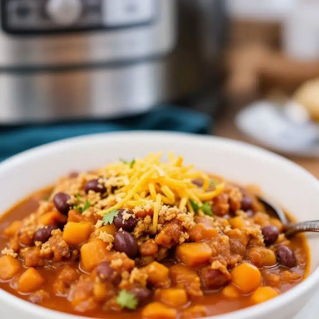 Einfaches Kürbis-Chili mit schwarzen Bohnen aus einem Topf preparation steps