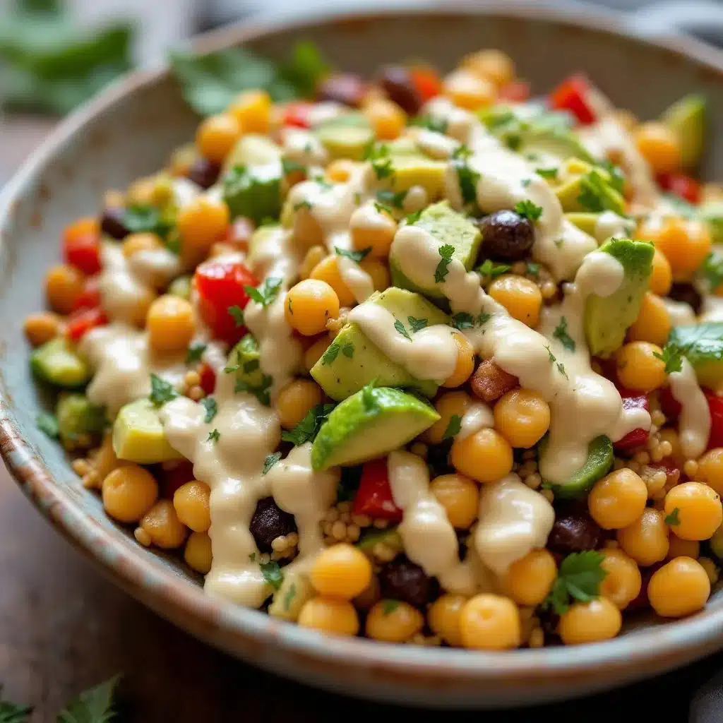 Frischer Kichererbsensalat mit Zitronen-Tahini-Dressing - featured image