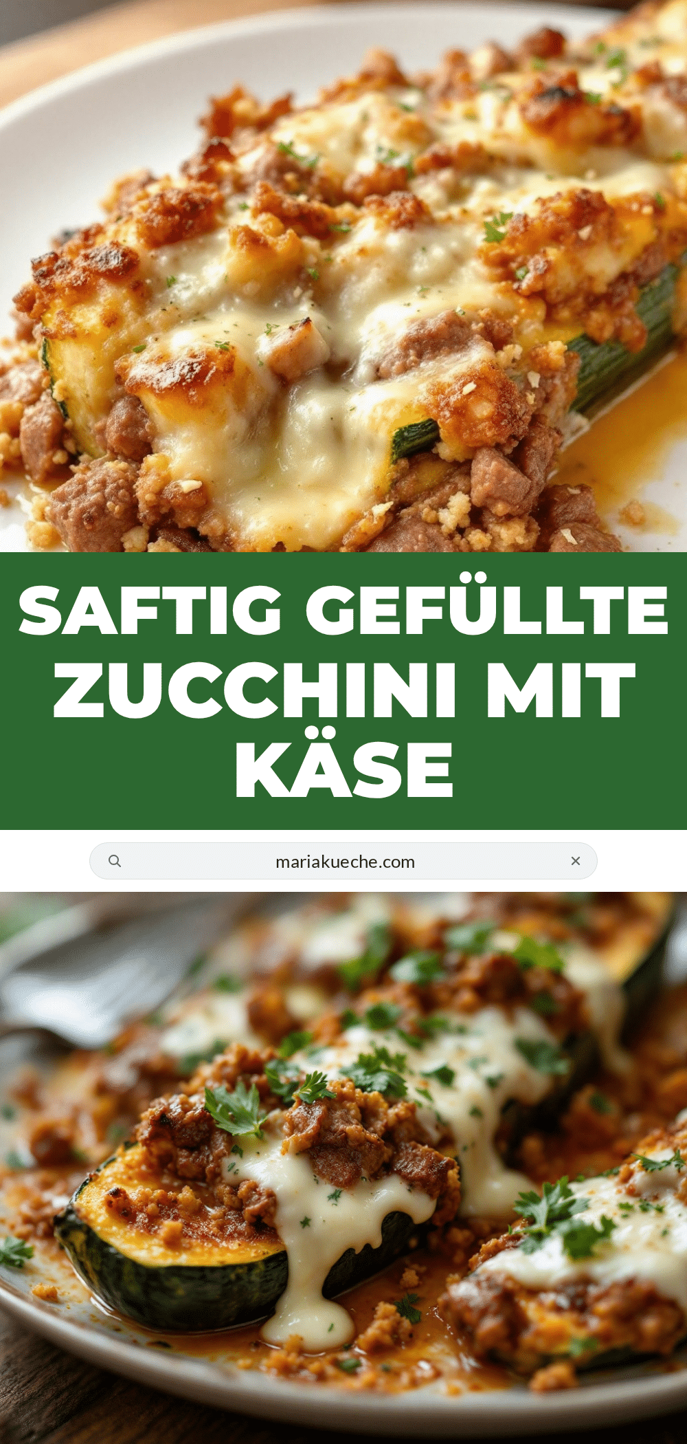 gefüllte Zucchini mit Hackfleisch und Käse recipe