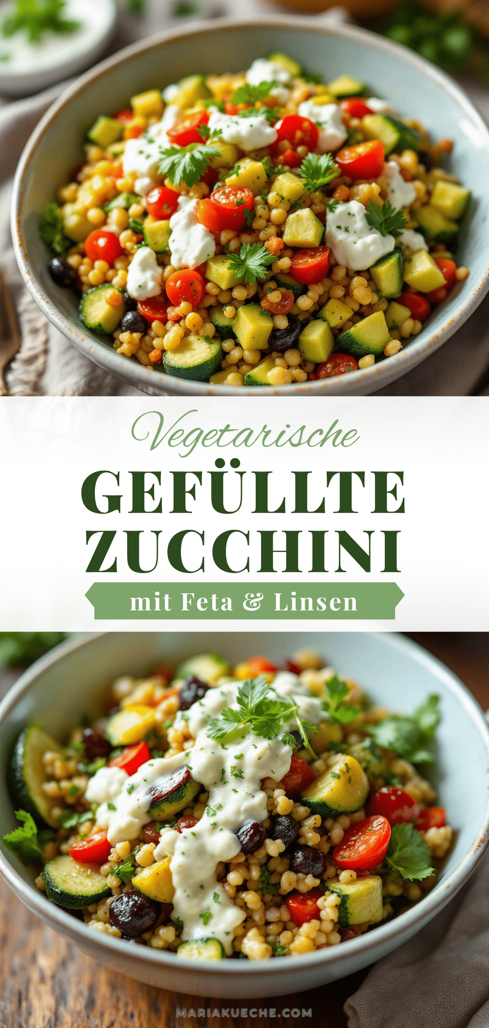 gefüllte Zucchini mit Linsen und Feta recipe