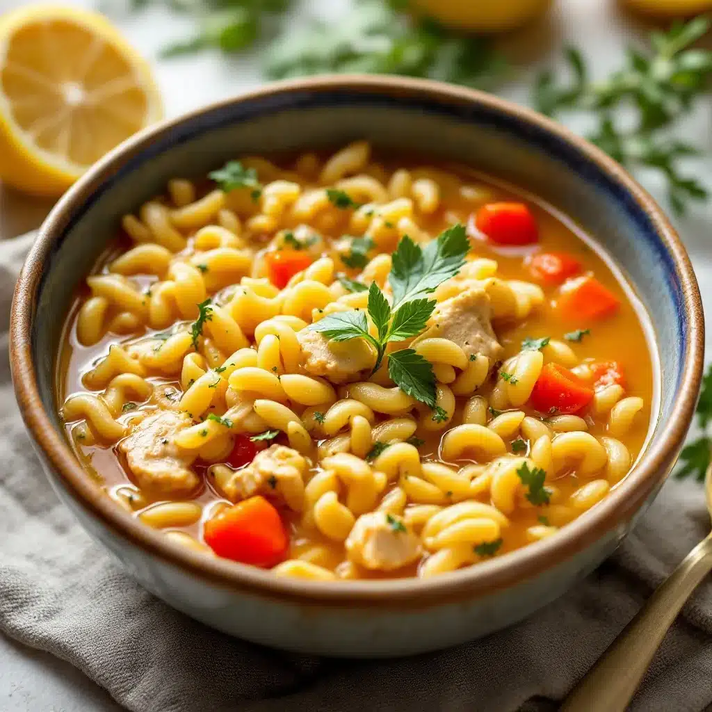 Griechische Zitronen-Hähnchen-Orzo-Suppe - featured image