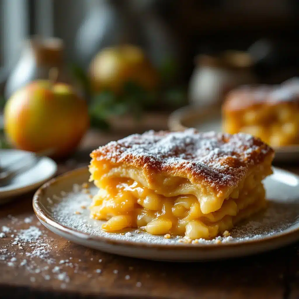 Hausgemachter Apfelstrudel mit cremiger Vanillesauce - featured image