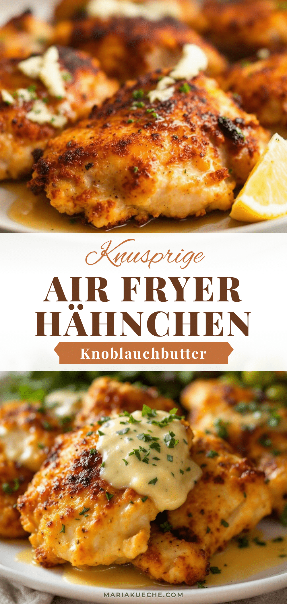 Knusprige Air Fryer Hähnchenschenkel mit Knoblauchbutter recipe