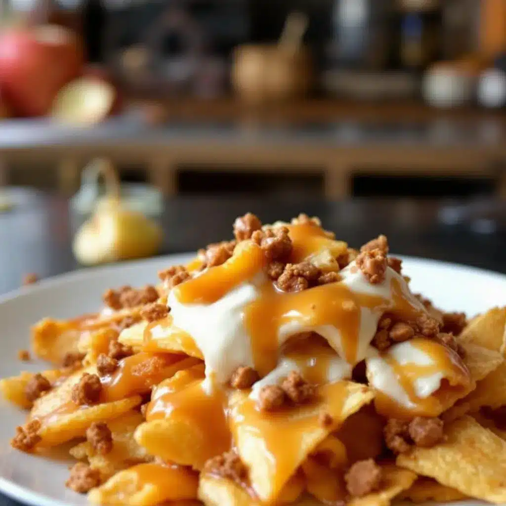 knusprige Karamell-Apfel-Nachos mit Toffee preparation steps
