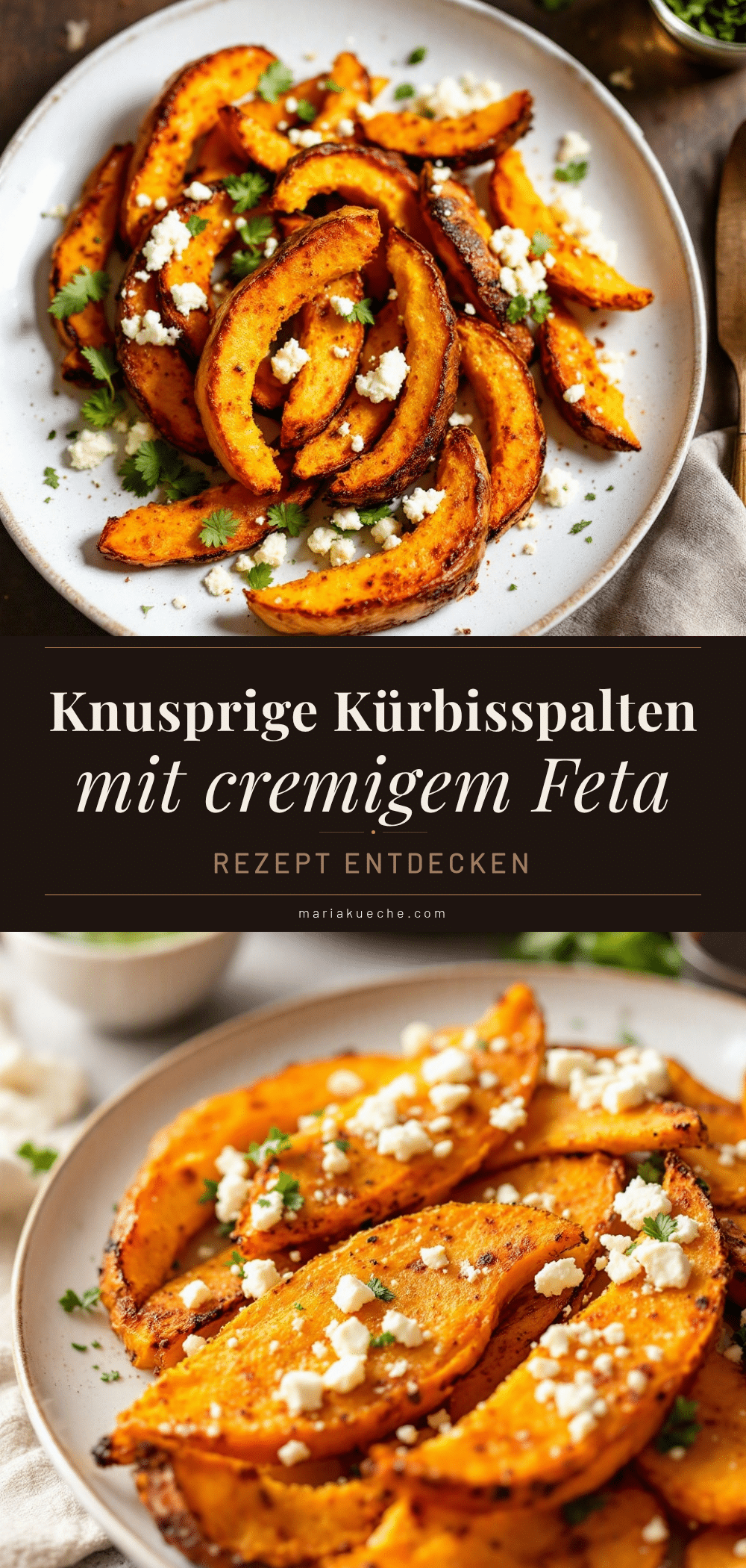 Knusprige Kürbisspalten mit Feta recipe