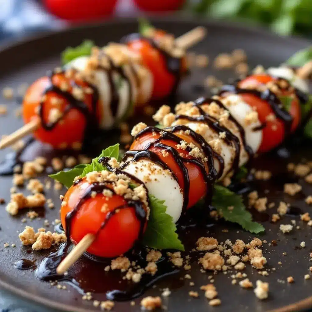 knusprige Mini Caprese Spieße preparation steps