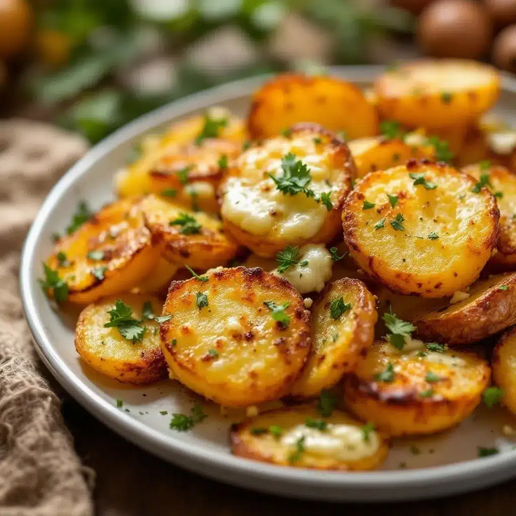 Knusprige Smashed Potatoes mit Kräuterbutter preparation steps