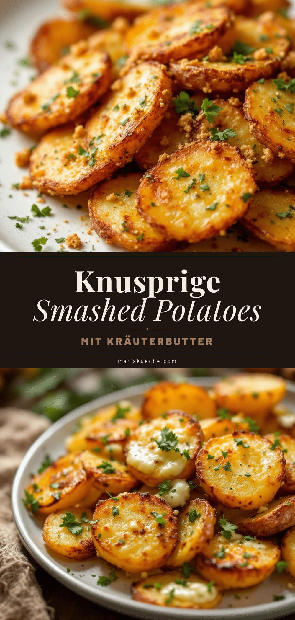 Knusprige Smashed Potatoes mit Kräuterbutter recipe